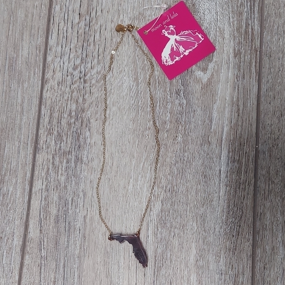 Moon & Lola Florida Necklace Gold Toned Chain NWT